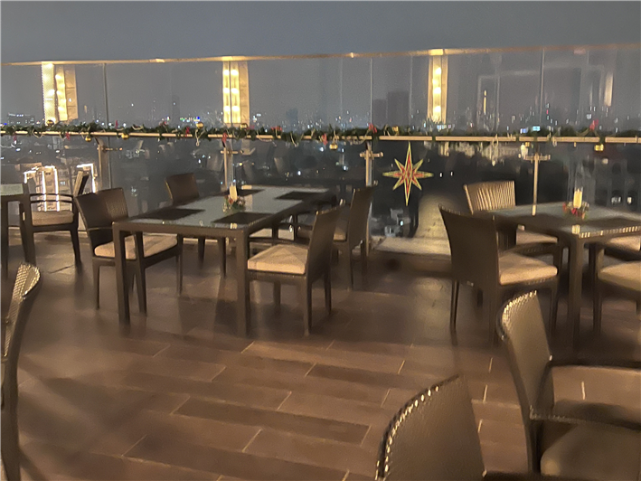 tables on 18th floor terrace